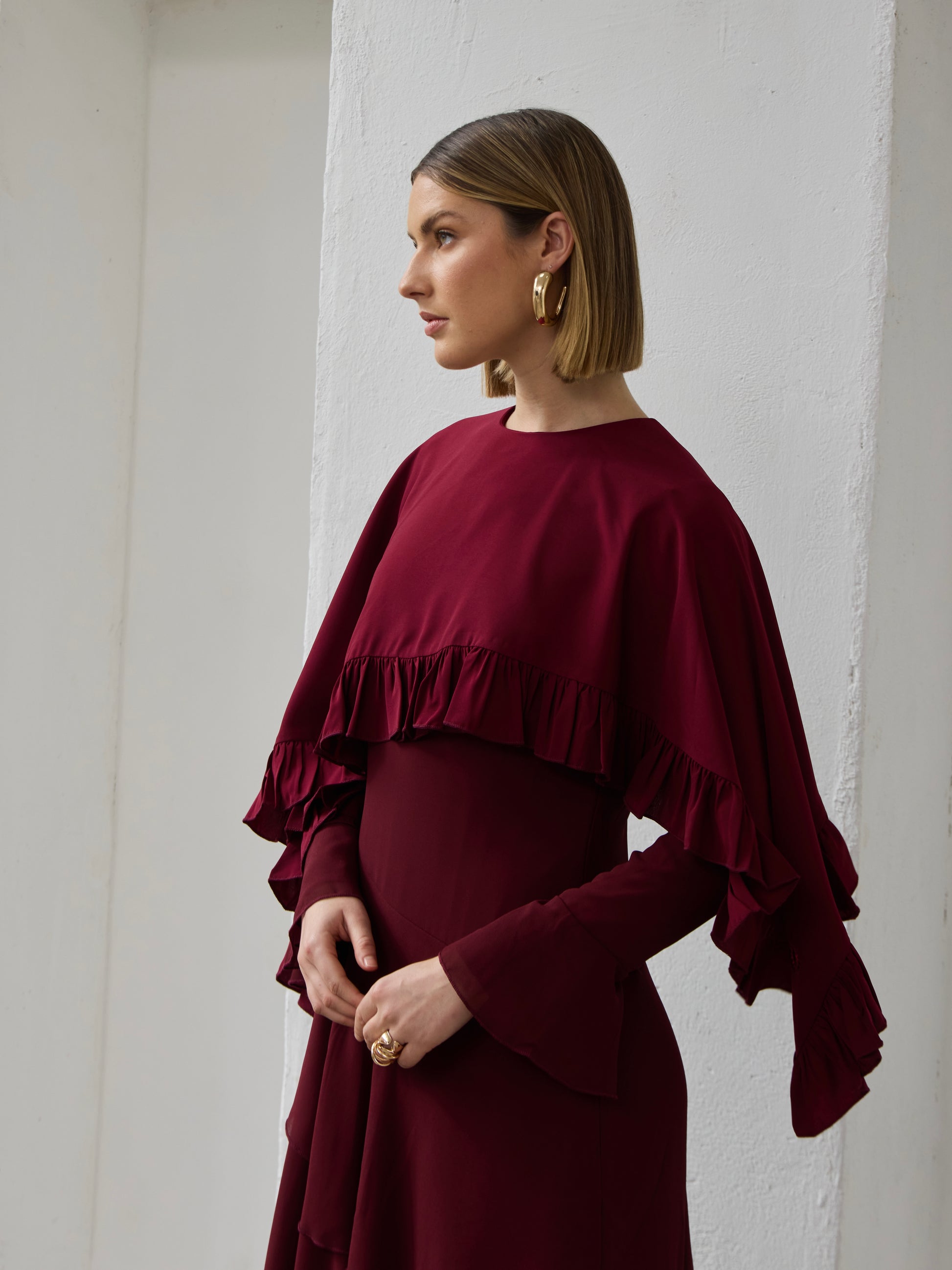 plum red dress Zapaka Women Plum Taffeta Long Sleeves Mother of the Bride Dress with Pockets Off the Shoulder Ruched A Line Wedding Guest Dress, Burgundy / US20W